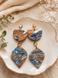 Blue & Copper Marble Dangle Earrings
