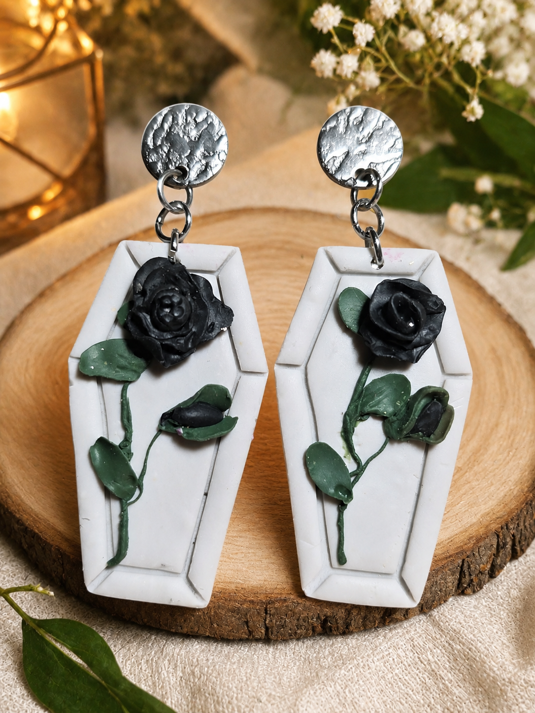 Rose Coffin Earrings