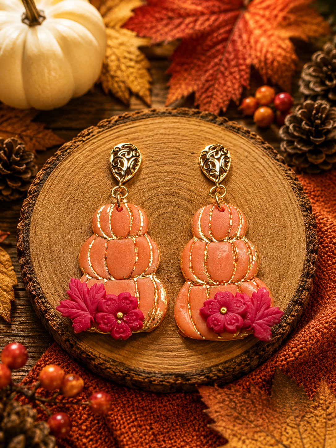 Pumpkin Patch Blooms Earrings 🎃🍂