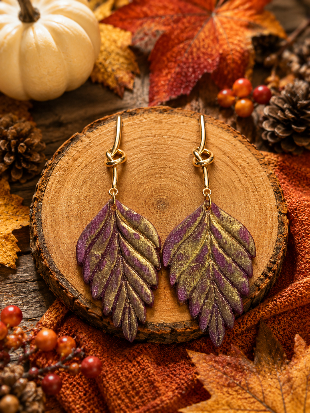 Plum and Gold Autumn Leaves