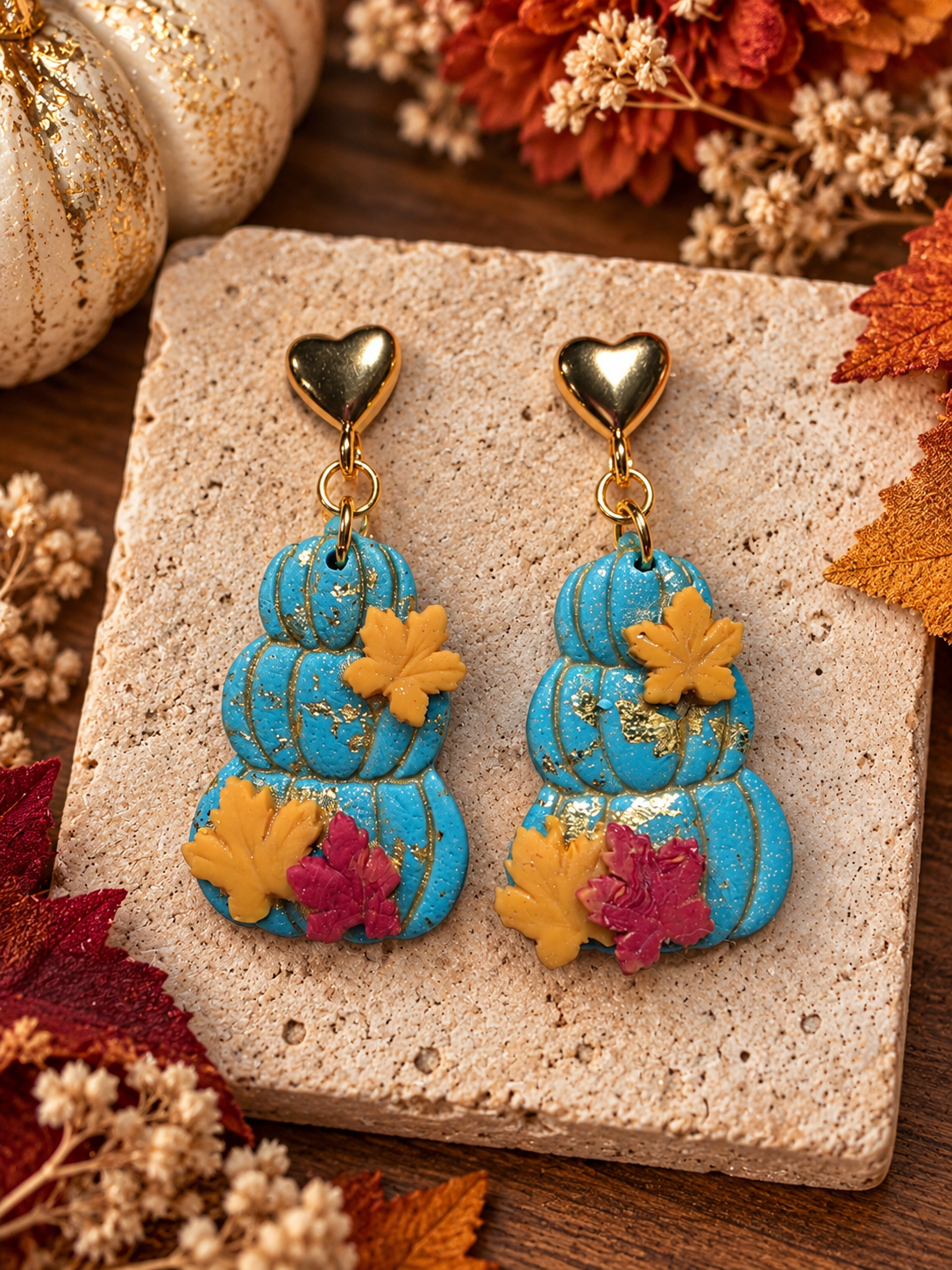 Turquoise Harvest Pumpkin Earrings