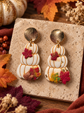 Autumn Harvest Ivory Pumkin Earrings