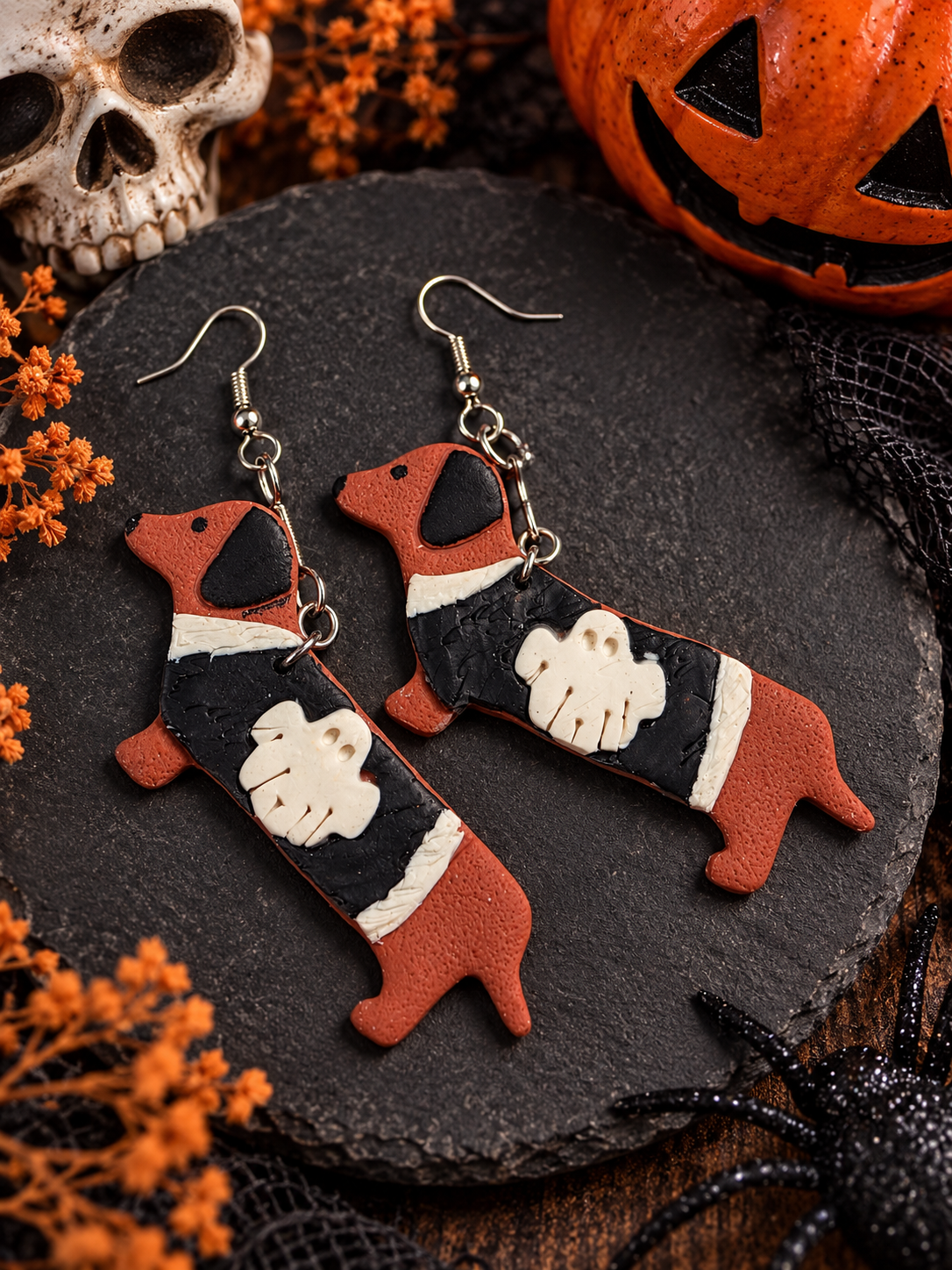 Boo-Doxie! Ghost Dachshund Earrings 👻🐾