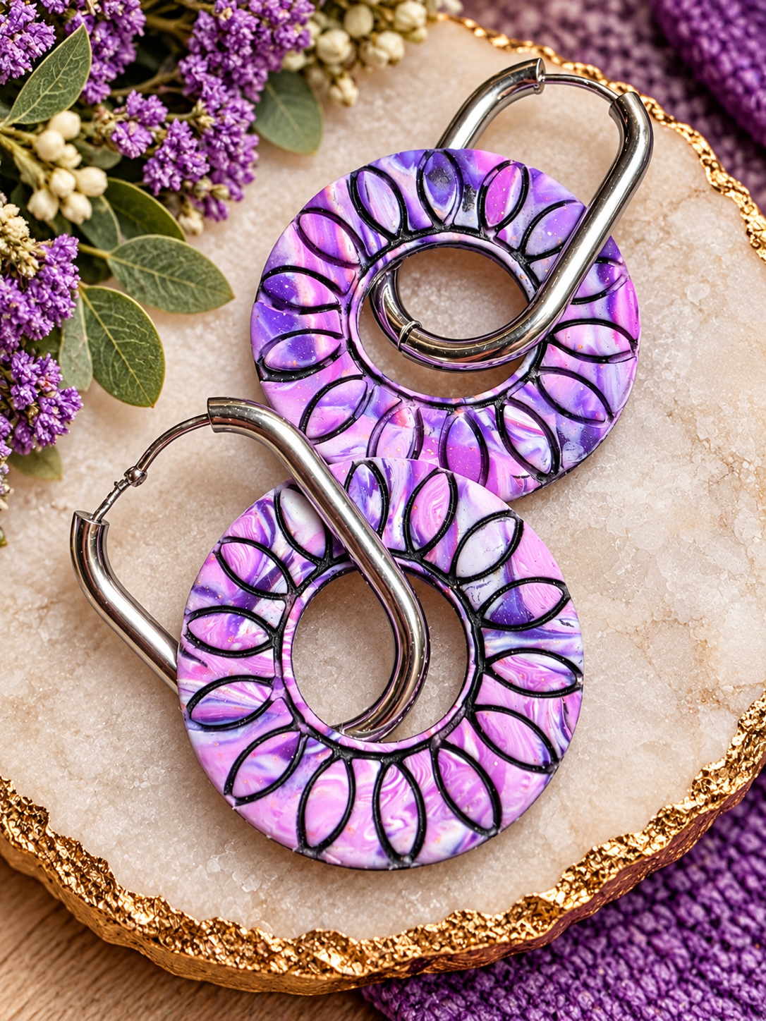 Lavender Blooms Hoops