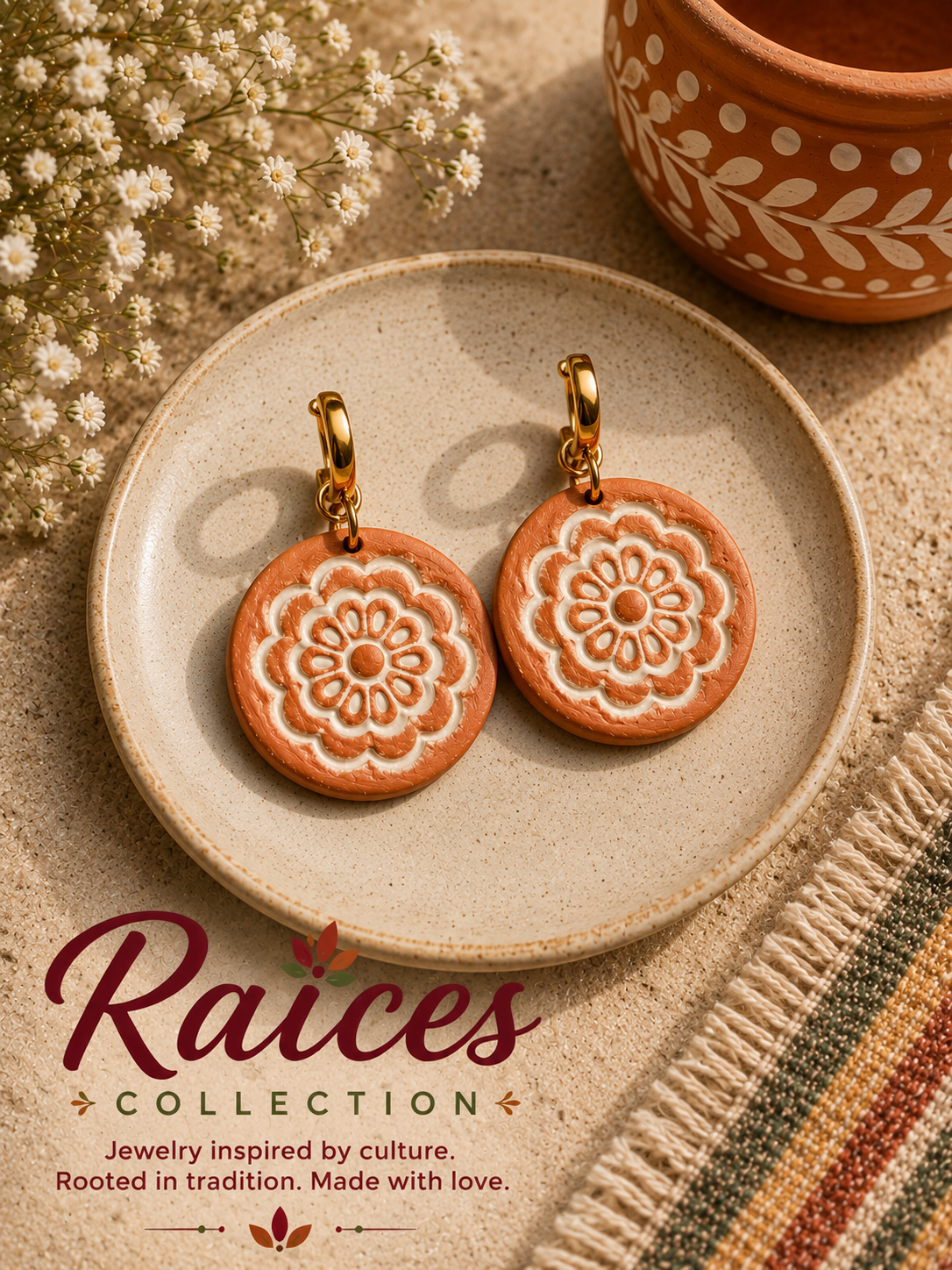 Raíces Terracotta Floral Earrings